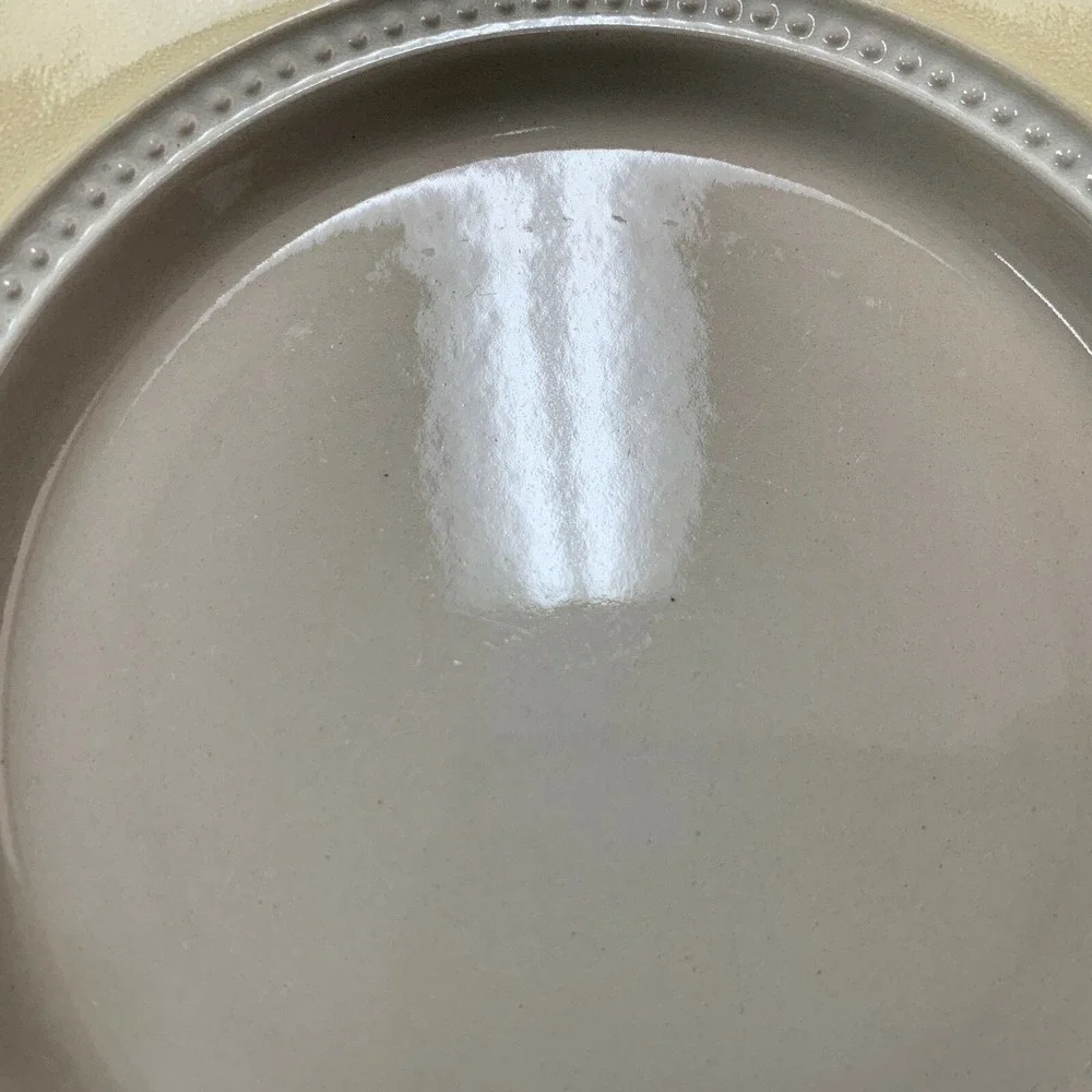 Mikasa Moon Glow Stone Craft Yellow Band Beaded Verge 8.25 Salad Plates Lot of 5